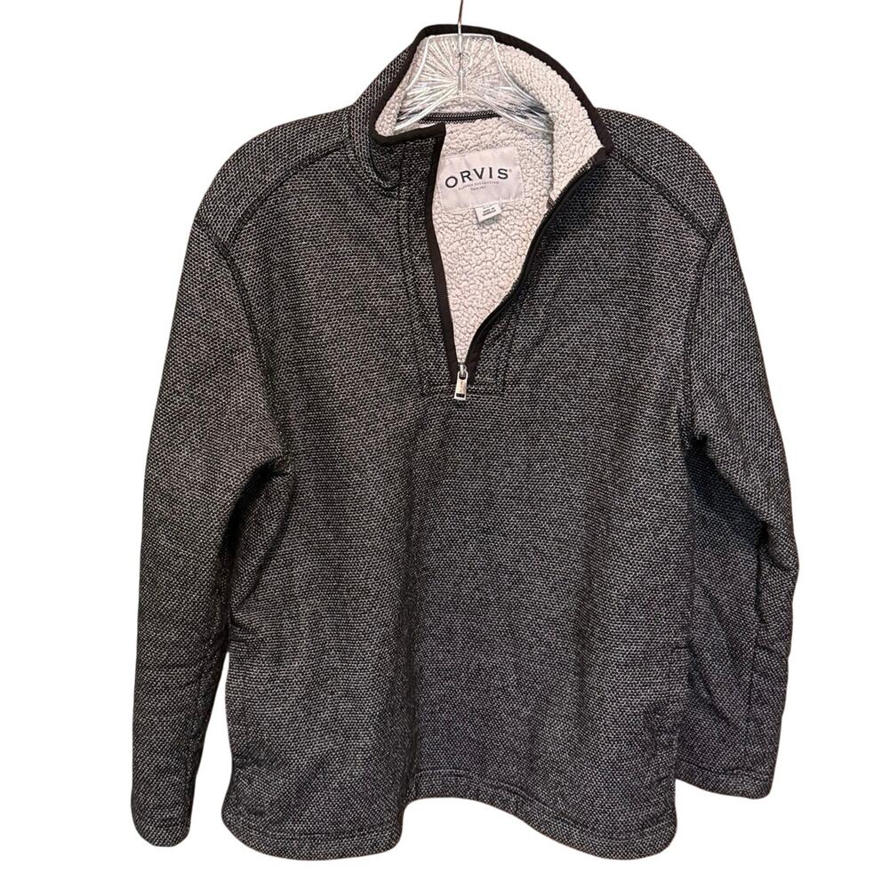 Orvis Quarter-zip sherpa lined pullover sweater. Men’s Size Small. Heavyweight